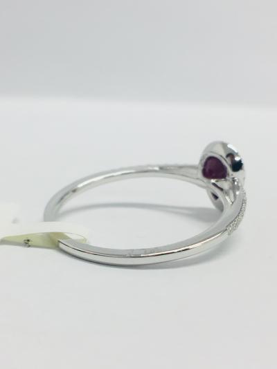 Bague or blanc rubis et diamants 2