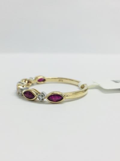 Bague or jaune rubis et diamants 2