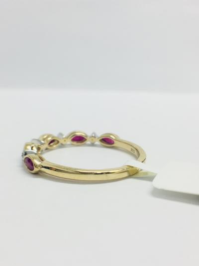 Bague or jaune rubis et diamants 2