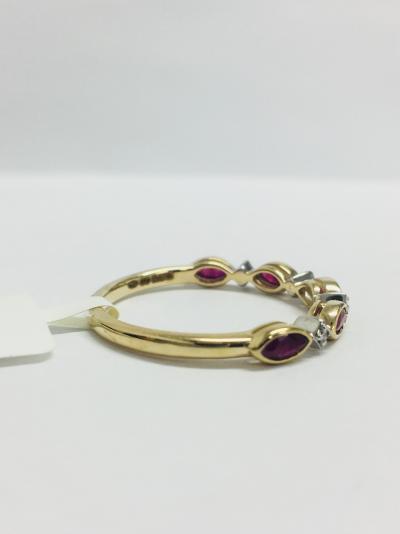 Bague or jaune rubis et diamants 2