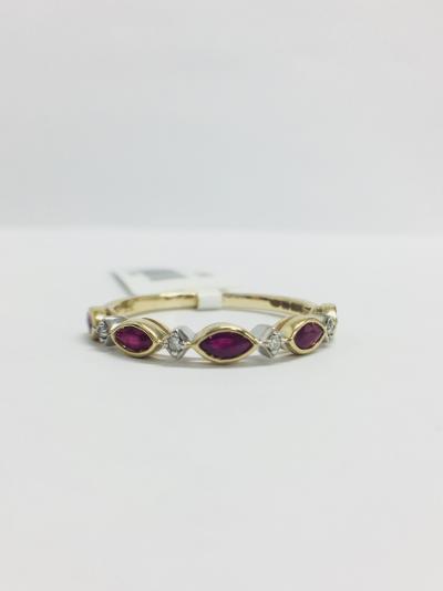 Bague or jaune rubis et diamants 2