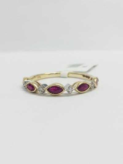 Bague or jaune rubis et diamants 2