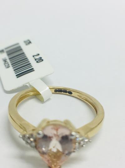 Bague or jaune morganite et diamants 2