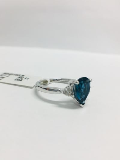 Bague Or Jaune 9 ct., Topaze Bleue et Diamants 2