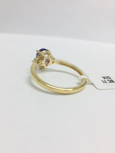 Bague or jaune améthyste et diamants 2