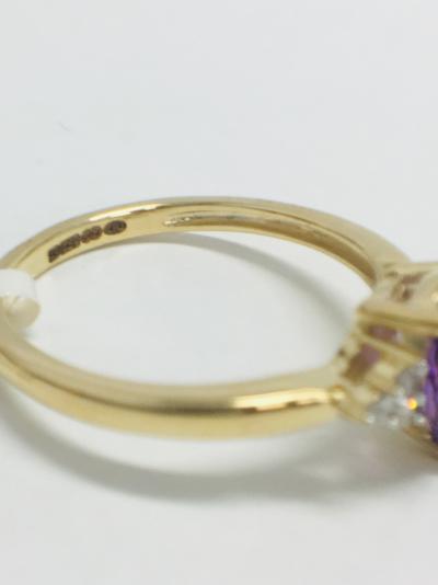 Bague or jaune améthyste et diamants 2