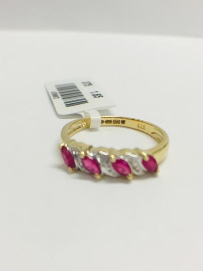 Bague or jaune rubis et diamants 2