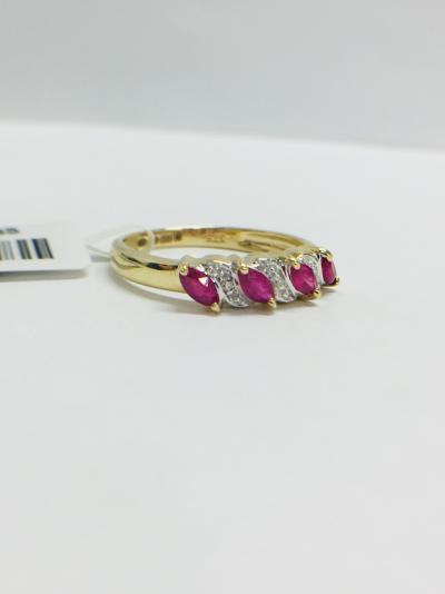 Bague or jaune rubis et diamants 2