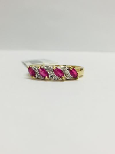 Bague or jaune rubis et diamants 2