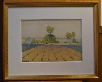 Charles Guilloux - Paysage aux Peupliers - Aquarelle 2