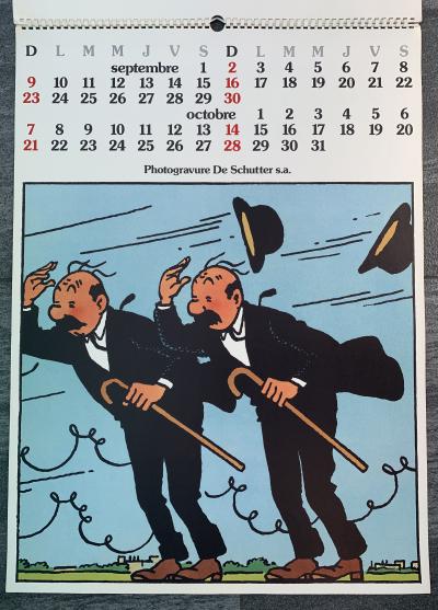 Hergé, Calendrier Tintin édition De Schutter 1979, calendrier signé par Hergé 2