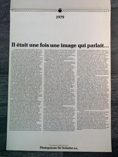 Hergé, Calendrier Tintin édition De Schutter 1979, calendrier signé par Hergé 2