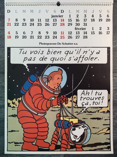 Hergé, Calendrier Tintin édition De Schutter 1979, calendrier signé par Hergé 2