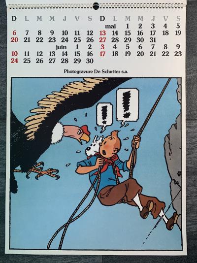 Hergé, Calendrier Tintin édition De Schutter 1979, calendrier signé par Hergé 2