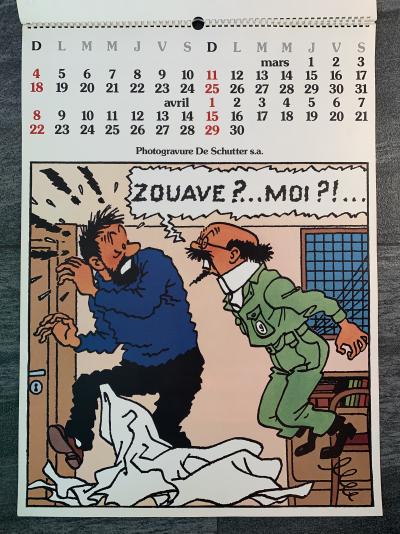 Hergé, Calendrier Tintin édition De Schutter 1979, calendrier signé par Hergé 2