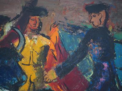 Pierre AMBROGIANI : L’arrivée du Taureau - Grande huile sur toile, Signée 2
