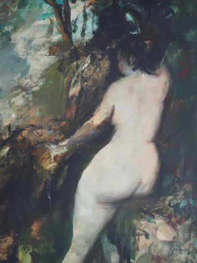 François HEAULMÉ : Nu à la source (étude d’après Courbet) - Huile sur toile, Signée 2