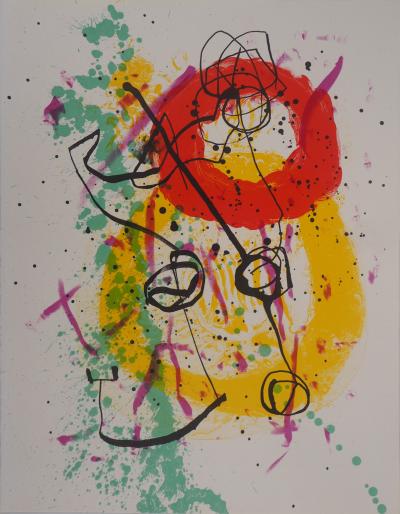 Joan MIRO : Composition aux anneaux - 1961 - Lithographie originale 2