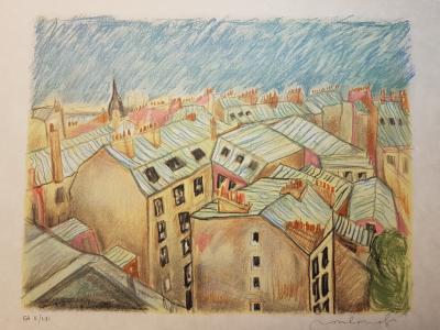 Marcel MOULOUDJI - Les toits de Paris - Lithographie originale signée au crayon 2