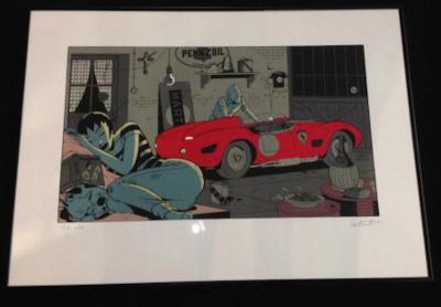 Michel Constant - Mauro Caldi au Garage - Sérigraphie signée 2