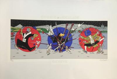 Exem - La course escalade Genève, 1990 - Sérigraphie 2