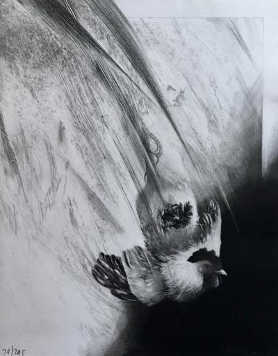 Dominique SOSOLIC - Chant du coq, 1986, Gravure originale signée 2