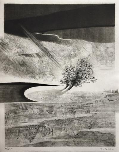 Dominique SOSOLIC - La ville, fumée et bruits de métiers, 1988 - Gravure originale signée 2