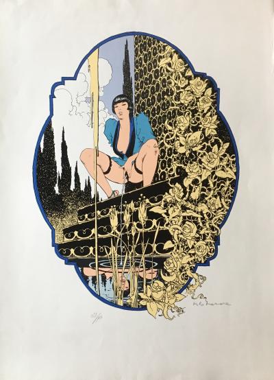 Sérigraphie : Manara : femme urinant 2