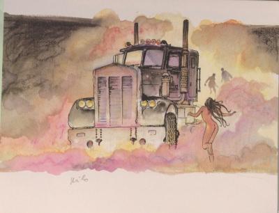 Milo MANARA - Femme et Camion - Sérigraphie signée 2