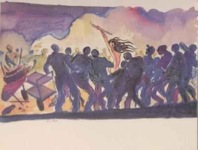Milo MANARA - Femme dans la foule - Sérigraphie signée 2