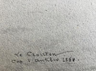 Ecole Française du XIXe - Antibes-Juan-les-Pins , le port du Croûton ,1888 - dessin monogrammé 2