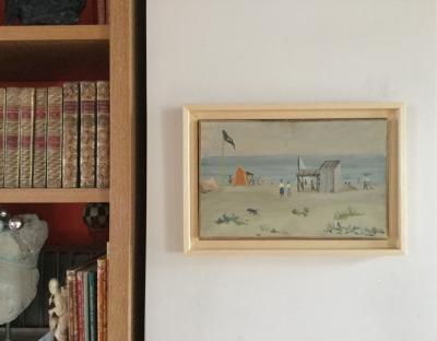 François BABOULET - La plage - Huile sur papier marouflé sur toile signée 2