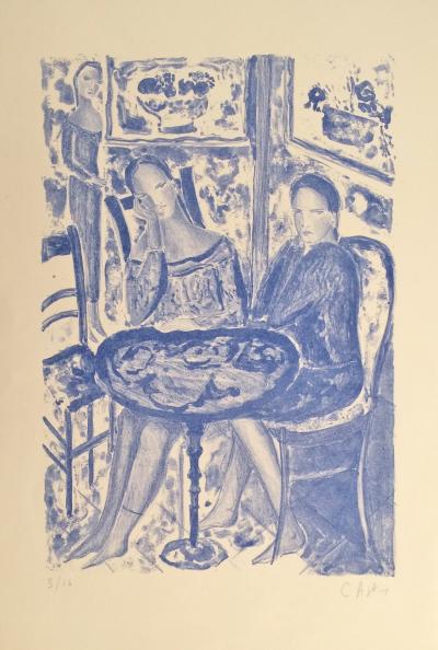 Claire ASTAIX - The two friends, 1980 - Original signed lithograph 2
