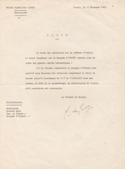Charles de GAULLE – lettre signée de 1940 2