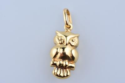 Pendentif hibou seul uniquement en or jaune 18 carats 2