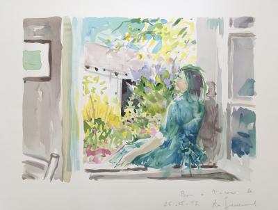 Daniel du JANERAND - A la fenêtre, 1987 - Lithographie originale signée au crayon 2
