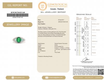 Bague en or de style art déco ornée d’un grenat vert de 2,29  carats émeraudes et diamants - certificat 2