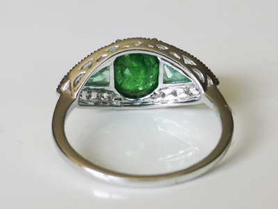 Bague en or de style art déco ornée d’un grenat vert de 2,29  carats émeraudes et diamants - certificat 2