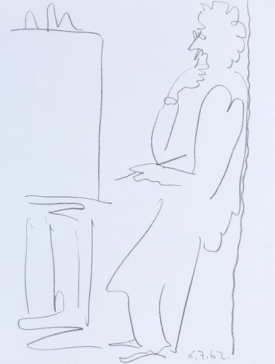 Pablo PICASSO - Peintre dans l’atelier - Lithographie originale 1962 2