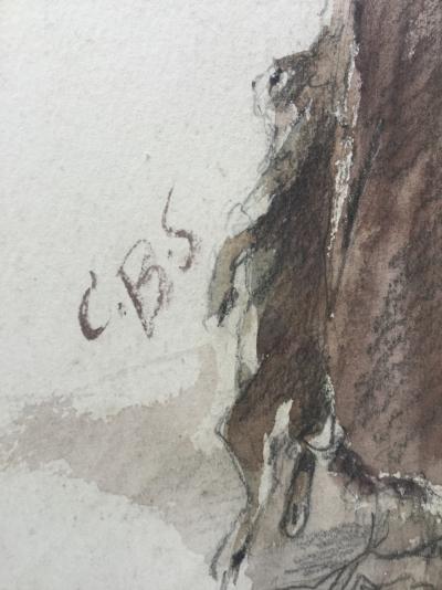 Casimir BRAU-SIMON - Le retour de la chasse ,vers 1898 - aquarelle sur traits de crayon 2
