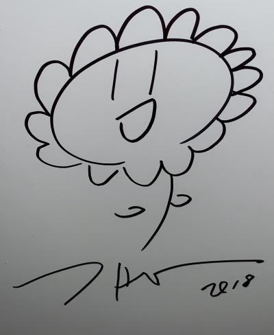 Takashi Murakami -   Fleur souriante, 2018 -  Dessin au crayon feutre 2
