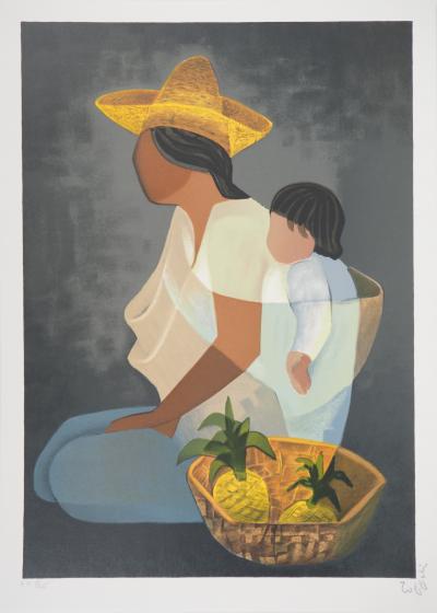Louis TOFFOLI - Maternité à l’ananas, Lithographie originale signée 2