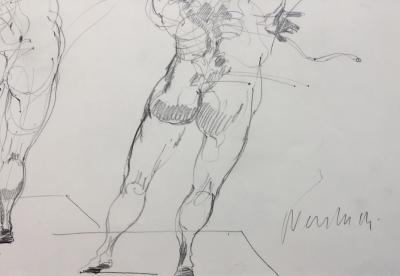 Claude WEISBUCH - Etude de mouvement, 1995 - Dessin original signé 2
