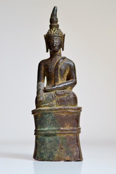 Laos - Bouddha assis en bronze, XIXème siècle 2