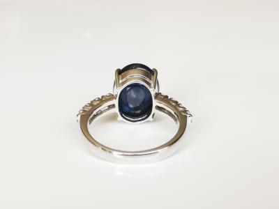 Bague en or 18 carats saphir cabochon de 6.5 carats et diamants - certificat 2