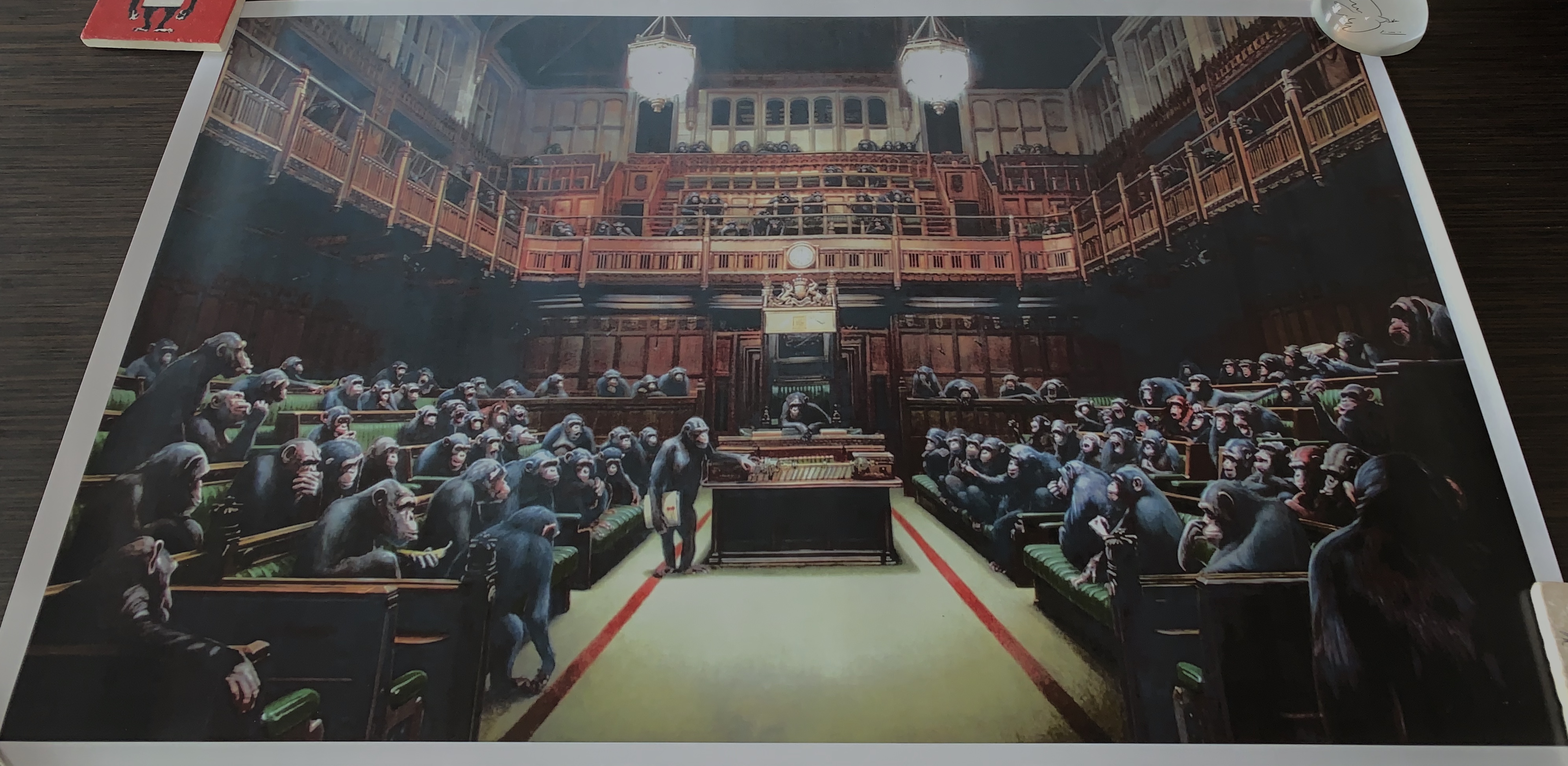 Kunstbruder Stampa Su Tela - Banksy Affenparlament, 40 X 75 Cm, Quadro Ready To Hang, Stampa Fine Art