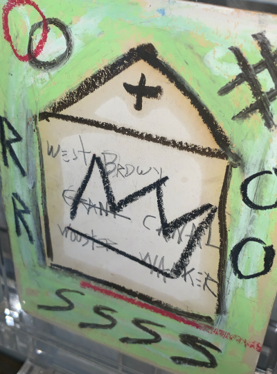 Dans Le Goût de Jean Michel Basquiat  - House Crown - Carte postale rehaussé au pastel 2
