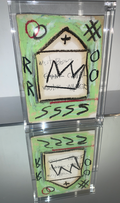 Dans Le Goût de Jean Michel Basquiat  - House Crown - Carte postale rehaussé au pastel 2
