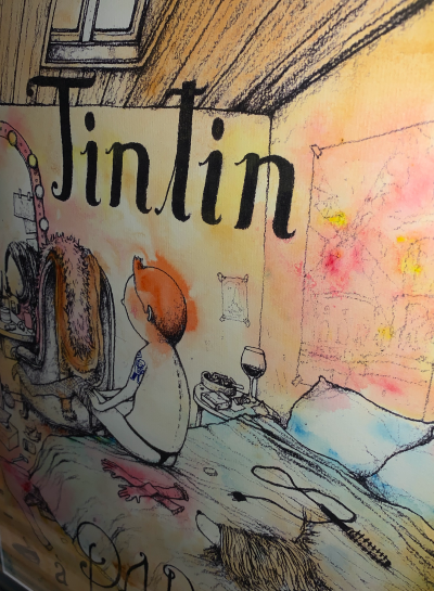 DRAN - Tintin à Paris, 2018 - Lithographie signée et rehaussée 2