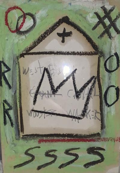 Dans Le Goût de Jean Michel Basquiat  - House Crown - Carte postale rehaussé au pastel 2